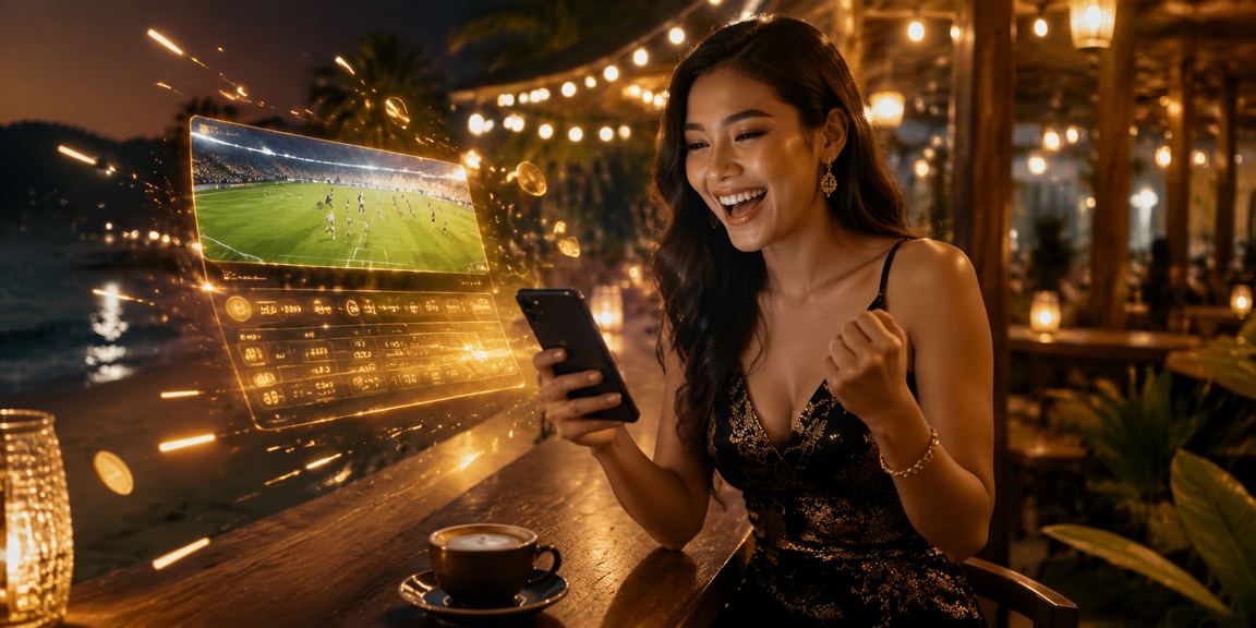Pemain mengakses kasino dalam talian 4dx melalui telefon mudah alih di Langkawi